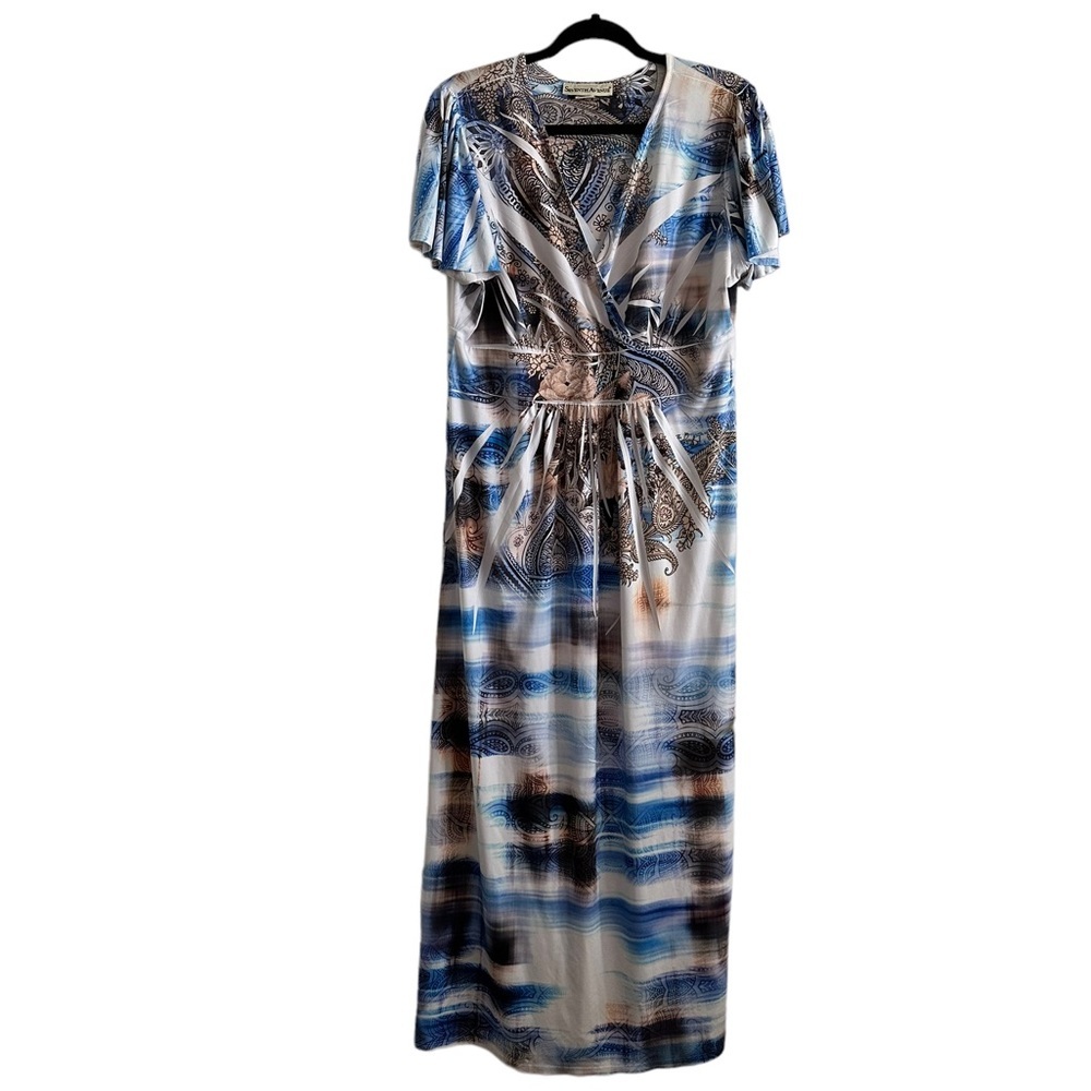 Seventh Ave Ruffle Sleeve Maxi Dress Size XL